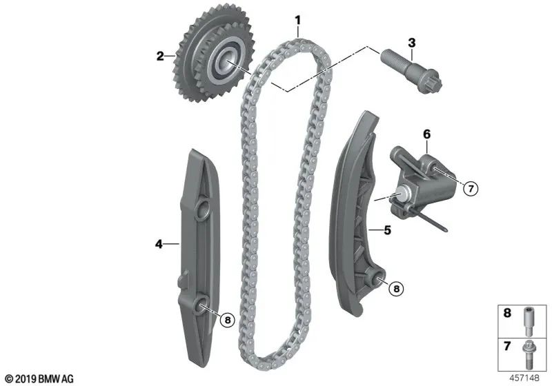 BMW Tension Guide 1 F20N Series, F21N, Series 2 F22, F22N, F23, F23N, F45, F45N, F46, Series 3 F30N, F31N, F34N, F35N, G20, G20N, Series 4 F32, F32N, F33, F33N, F36, F36N, F36N, G22, G22, G2 5 G30, G30N, G31, G38, Serie 6 G32, Serie 7 G11, G12, I12, I12N,