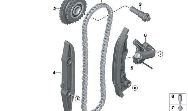 Guía de cadena de distribución OEM 13527636186 para BMW F20, F21, F22, F23, F30, F31, F32, F33, F34, F36, F39, F45, F46, F48, F54, F55, F56, F57, F60, G01, G02, G11, G12, G20, G30, G31, G32, I12, I15. Original BMW.
