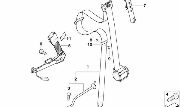Cinturón de seguridad delantero derecho con regulador de fuerza OEM 72117073129 para MINI R50, R53. Original MINI.