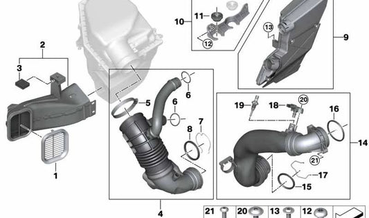 OEM 13718607950 Resonator Muffler for BMW (Fit Models: G30, G31, G32, G11, G12, G14, G15, G16, G05, G06, G07). Original BMW.