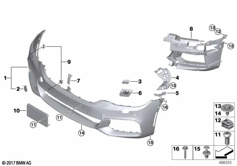 License plate holder for BMW 5 Series G38, 6 Series G32 (OEM 51138069720). Genuine BMW