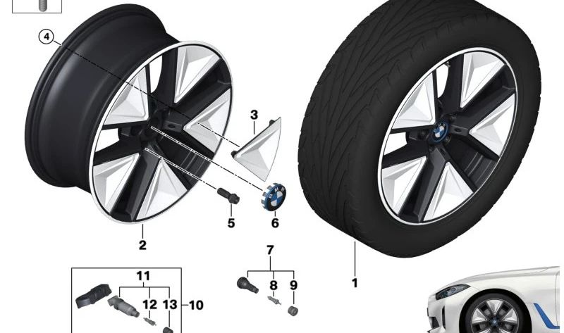 Llantas de aleación 19" gris grafito OEM 36106896776 para BMW Serie 4 G26 (modelos: 4071, 4072, 4073, 3541, 3542, 3543, 4083, 3511, 3512, 3513). Original BMW.
