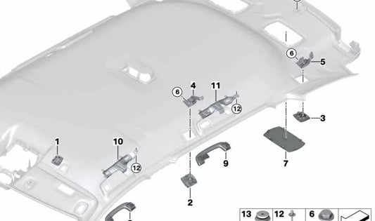 Rejilla altavoz techo OEM 51447919705 para BMW E61, E61N, F11, F11N. Color negro. Pieza original BMW. Ideal para reparar o reemplazar la tapa del altavoz en el techo del vehículo.