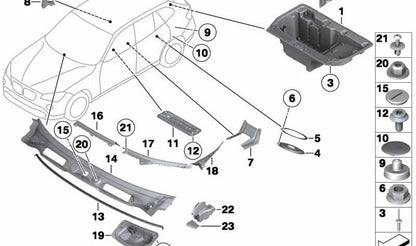 Cubierta plástica lateral derecha base parabrisas OEM 51712991898 para BMW E84. Original BMW.