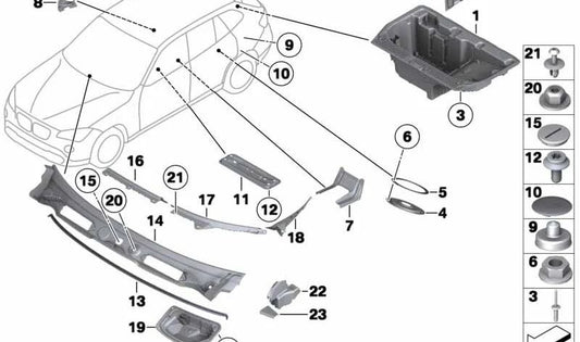 OEM 5171293904 Water Conduct guide for BMW X1 E84. Original BMW pieces.