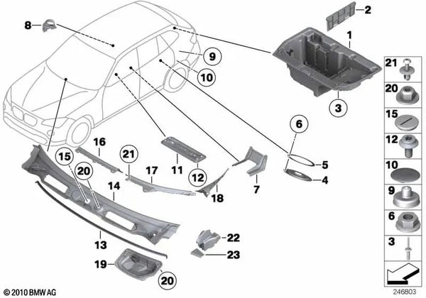 Cubierta del Parabrisas para BMW E84 (OEM 51712990143). Original BMW