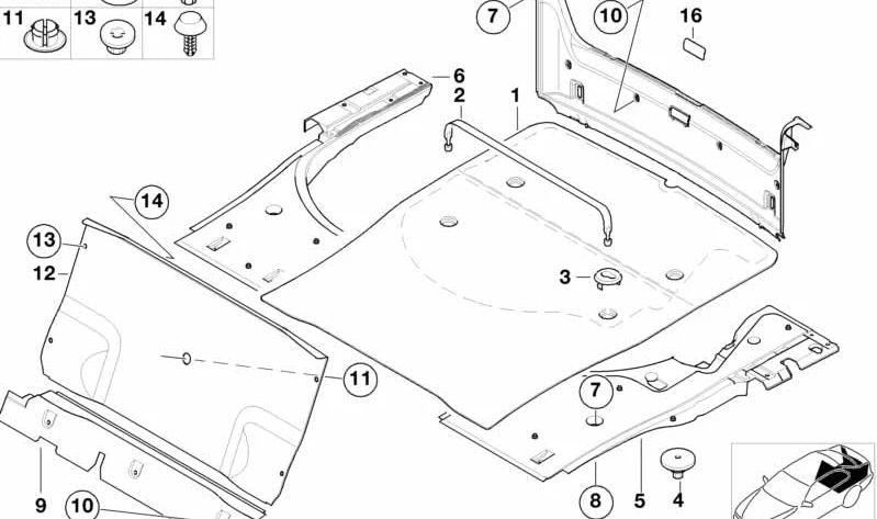 Alfombrilla maletero con correas OEM 51478159495 para BMW E39 520d, 520i (todas versiones compatibles). Original BMW.