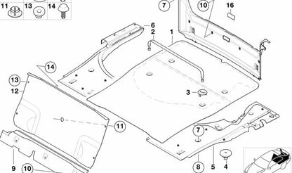 Alfombrilla maletero con correas OEM 51478159495 para BMW E39 520d, 520i (todas versiones compatibles). Original BMW.