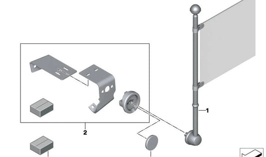 Soporte derecho para bandera OEM 51485A17EF4 para BMW X5 {G05, G05N} y Serie 5 Berlina larga {G18, G18N}. Original BMW.