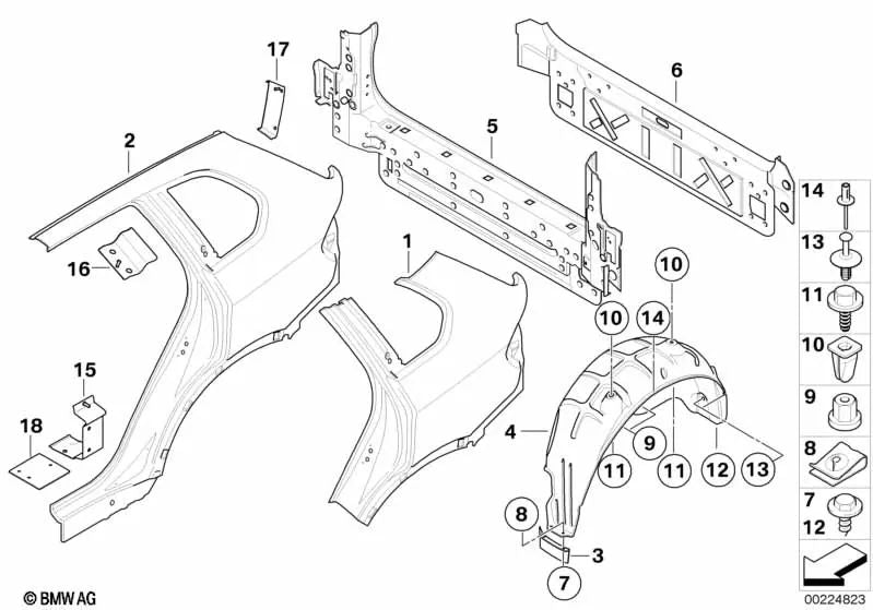 Deflector trasero derecho para BMW X5 E70, E70N (OEM 51627158384). Original BMW.