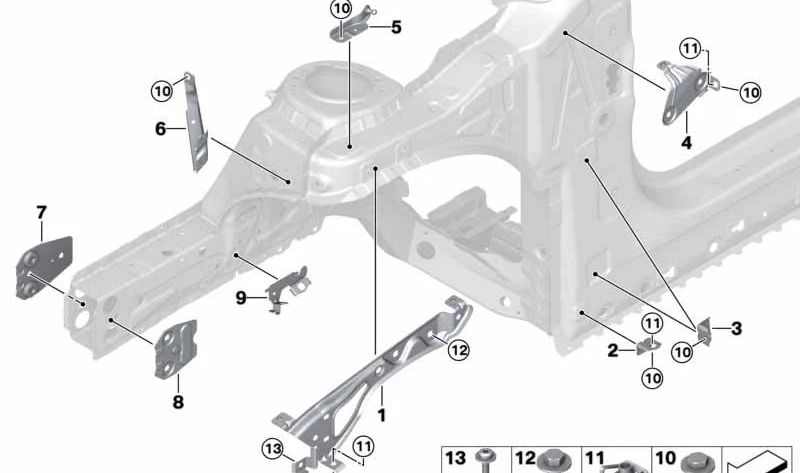Soporte izquierdo para amortiguador de gas OEM 51237414267 para BMW F52. Original BMW.