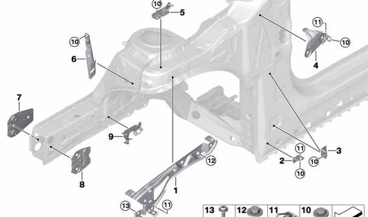Soporte izquierdo para amortiguador de gas OEM 51237414267 para BMW F52. Original BMW.