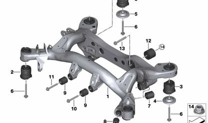 Silentblock trasero OEM 33312283384 para BMW E82, E90, E92, E93 (versiones M3 y M Coupé). Pieza de goma para el soporte del eje trasero. Original BMW.