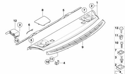 Embellecedor para travesaño trasero OEM 51467123386 para BMW E82, E90, E92. Original BMW