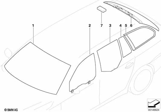 Grüne Windschutzscheibe mit Regensensor für BMW E60N, E61N (OEM 51317180341). Original BMW.