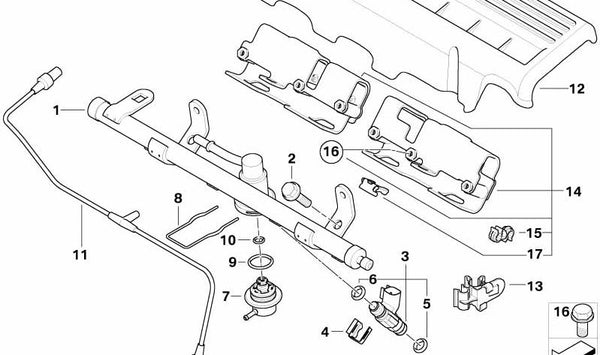 Soporte para tubo de inyección OEM 13537550169 para MINI R50, R52... y más. Original MINI.