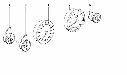 Velocimeter/Taste Voluciones instruments OEM 62121378574 for BMW E34 535i and E32 730i. Original BMW.