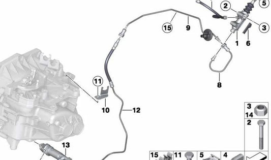 Cilindro receptor de embrague OEM 21526798372 para MINI R56, R55, R57, R58, R59, R60, R61... y más. Original MINI.