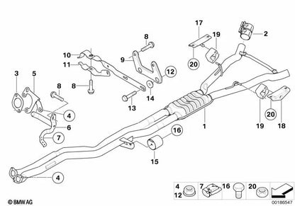 Suporte do tubo frontal para BMW E60N, E63N, E64N (OEM 18207535409). BMW original.