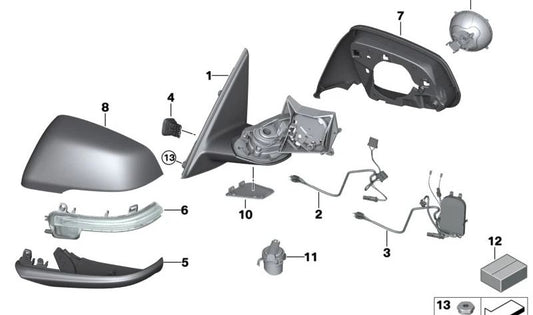 Centralita electrónica del espejo derecho OEM 67137478768 para BMW F45, F45N, F46, F46N, F48, F48N, F49, F49N. Original BMW.