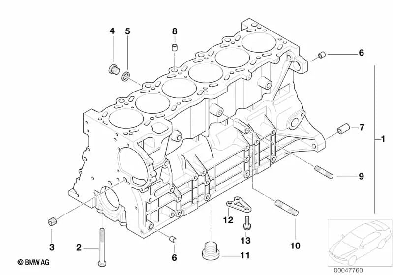 Tapón de cierre para BMW E36, E46, E39, E60, E61, E38, E65, E66, E83, E53, E85 (OEM 11111703878). Original BMW