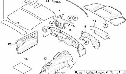Aislante acústico para capó delantero OEM 51487148208 para BMW E60, E61. Original BMW.