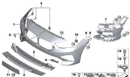Revestimiento parachoques delantero inferior OEM 51117493211 para BMW Serie 2 F44 Gran Coupé (216d, 218d, 220d). Original BMW.
