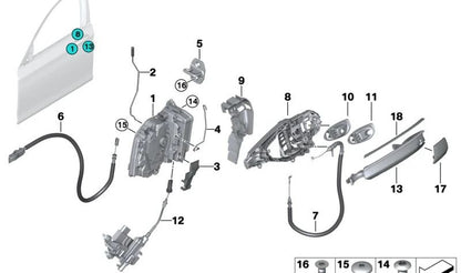 Cerrojo izquierdo OEM 51217281931 para BMW F45, F46, G11, G12, F48, F39, F15, F85, F16, F86, i3 (I01), F55, F56, F57, F54, F60. Original BMW.