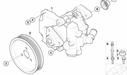 Cylindrical screw with washer for BMW series 1 E81, E82, E87, E88, series 3 E36, E46, E90, E91, E92, E93, Series 5 E34, E39, E60, E61, Series 6 E63, E64, Series 7 E32, E38, E65, Series 8 E31, X1 E84. E83, F25, X4 F26, X5 E53, E70, F15, X6 E71, F16, Z4 E8