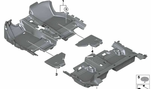 Alfombrilla delantera izquierda OEM 51477308799 para MINI F20, F55, F65, F54. Original MINI.