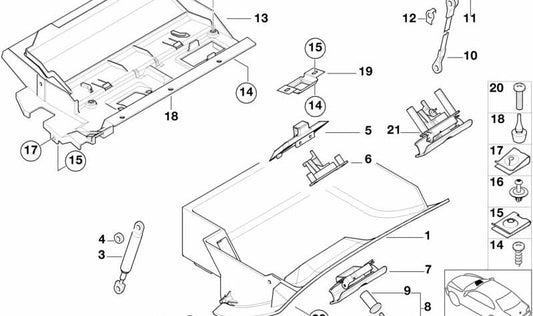 Tapa guantera OEM 51168159711 para BMW E39 520d, 520i {todos los modelos compatibles}. Repuesto original BMW.