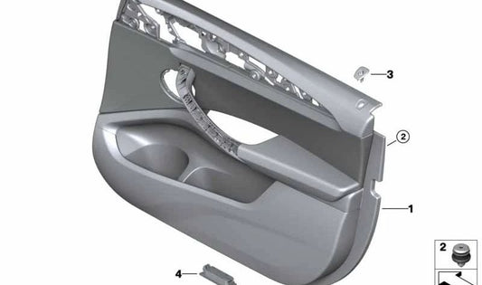 Panel interior de puerta delantera derecha negro OEM 51425A4F782 para BMW X3 G08. Pieza original BMW.