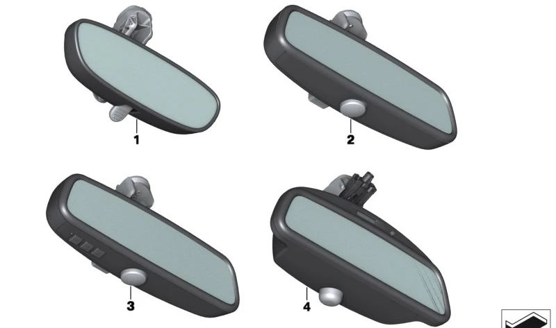 Specchio di retrovisore interno con funzione OEM EC/LED/GTO 51166995971 per BMW I12, I15. BMW originale.