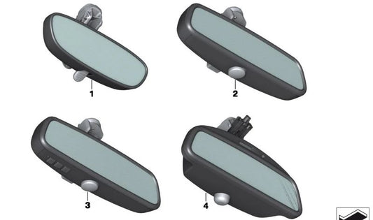 Specchio di retrovisore interno con funzione OEM EC/LED/GTO 51166995971 per BMW I12, I15. BMW originale.