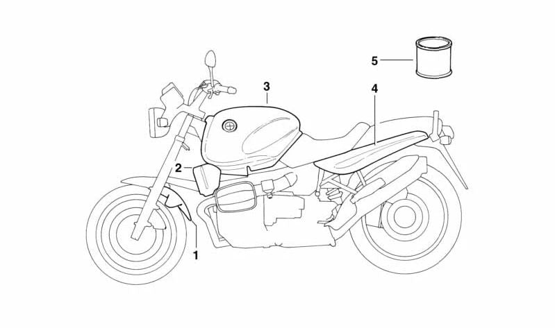 Revestimiento derecho negro OEM 46632313736 para motos BMW R 850 R, R 1100 R, R 1150 R, Rockster (R 259, R 28). Original BMW Motorrad.