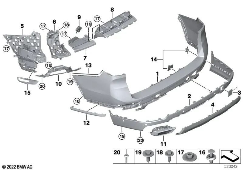 Larm doublure arrière imprimée pour BMW G07N (OEM 51127209791). BMW d'origine