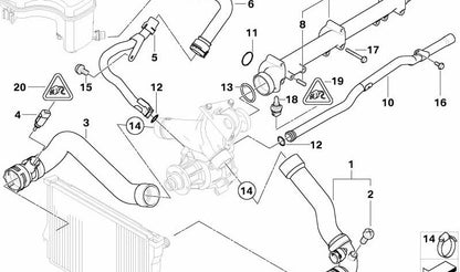 Manguera de refrigerante OEM 11537830716 para BMW E46. Original BMW.