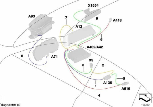 Connection cable for BMW 4 Series G22, G23, G26, G82, G83 (OEM 61115A0F3E4). Original BMW.