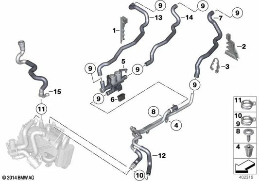 Kältemittelrohr für BMW F07N, F10, F10N, F11, F11N (OEM 64219221619). Original BMW.