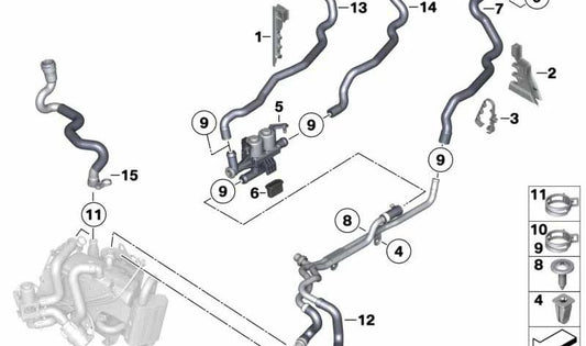 Tube de réfrigérant OEM 64219226750 pour BMW F07, F10, F11. BMW d'origine.