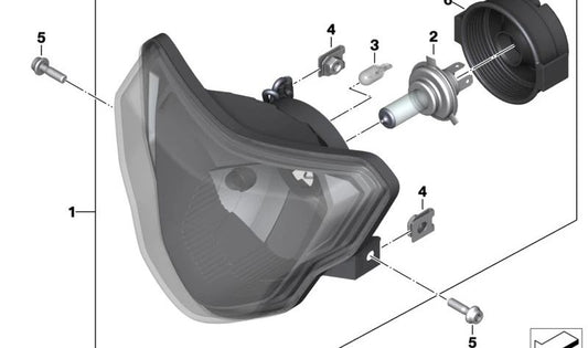 Faro delantero OEM 63128546522 para motos BMW G 310 GS, G 310 R. Original BMW Motorrad.