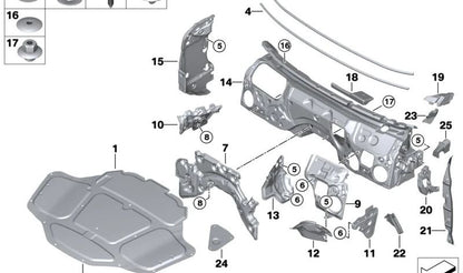 Scheda di vendita a destra Frame OEM 5148735222 per BMW F90, G30, G31, G38. BMW originale.