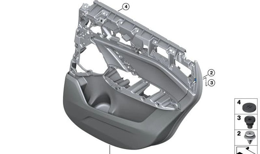 Panel interior puerta trasera derecha OEM 51425A60322 para BMW X1 (U11). Original BMW.