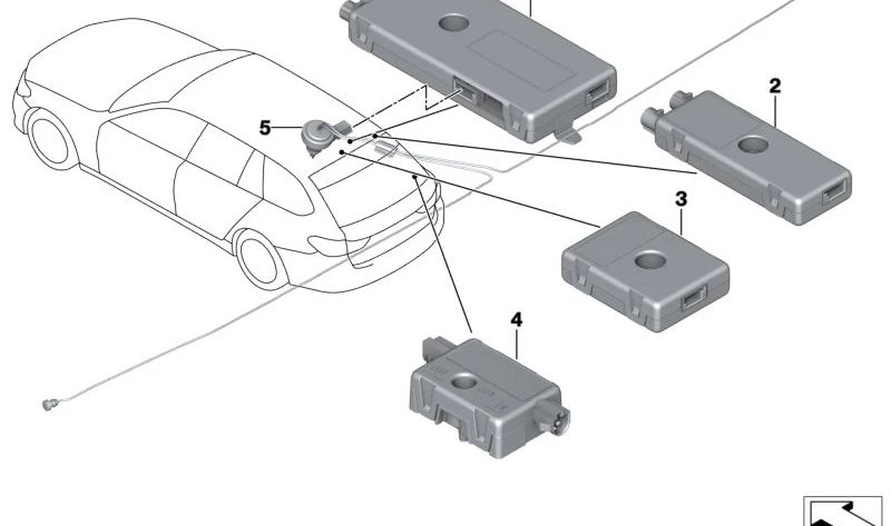 Antenna amplifier OEM 65208735959 for BMW G30, G31. Original BMW.