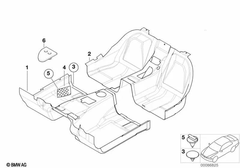 Fixierelement für BMW Series 3 E36, Serie 5 E34 E39, Serie 7 E32 E38 E65 E66, Z4 E85 E86 (OEM 5147263062). Original BMW.