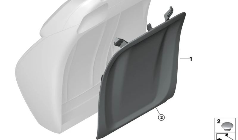 Respaldo de asiento OEM 52109475886 para BMW G42, G87, G22, G23. Original BMW.