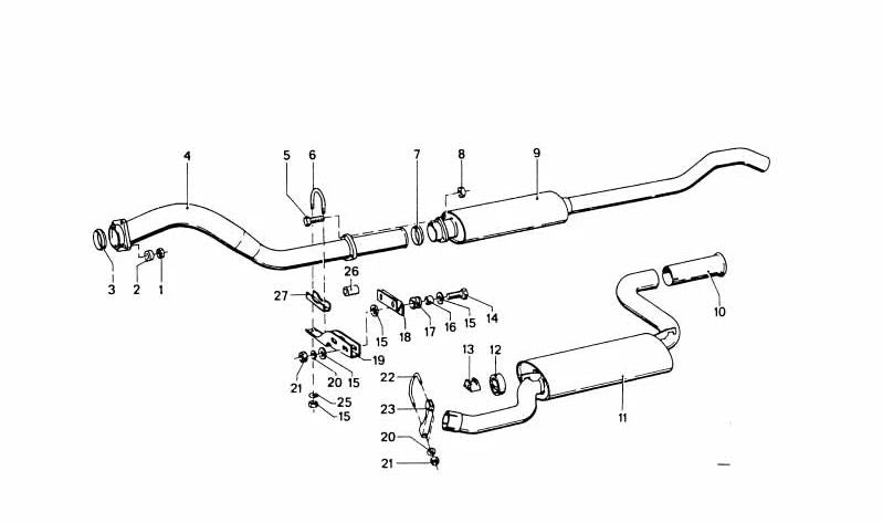 Soporte de escape OEM 18211245297 para BMW E30. Original BMW.