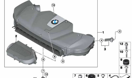 Silenciador de admisión OEM 13717638564 para BMW X5 F15 y X6 F16. Pieza original BMW.
