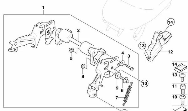 Casquillo deslizante OEM 52537698759 para BMW Motorrad K 1200 GT (KK44) 2006-2008 y K 1300 GT (KK44) 2008-2010. Recambio original BMW Motorrad.