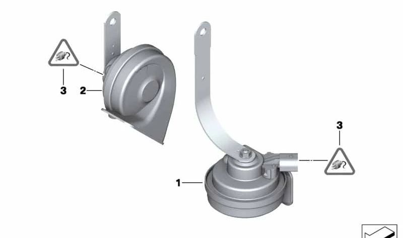 Claxon de tono grave OEM 61337191719 para BMW Z4 E89. Original BMW.